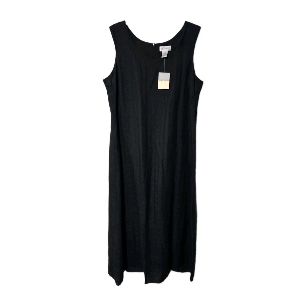 Kim Rogers Linen Blend Textured Midi Dress Womens Sz 16 Lagenlook Minimalist
